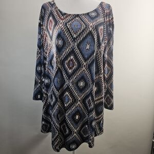 Exclusive one 3X Multi-color mid length sleeves pointy hem blouse